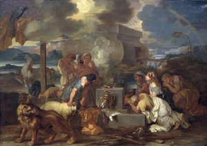 Het offer van Noach, c.1640 door Sébastien Bourdon